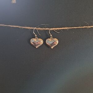 Sterling silver. 925 Puffy Heart shaped earrings